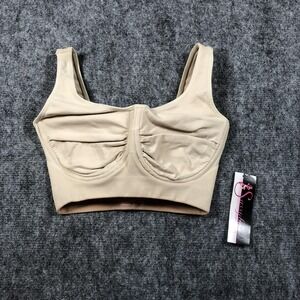 Sassybax Bralette Womens Small Beige Seamless Wireless Crop Top Comfort Support